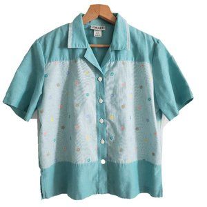 Vintage Button-Down Floral Shirt with Collar